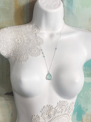 Silver Chalcedony Bevel Necklace