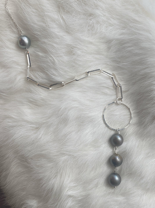 Silver Tahitian Pearl Y-Necklace