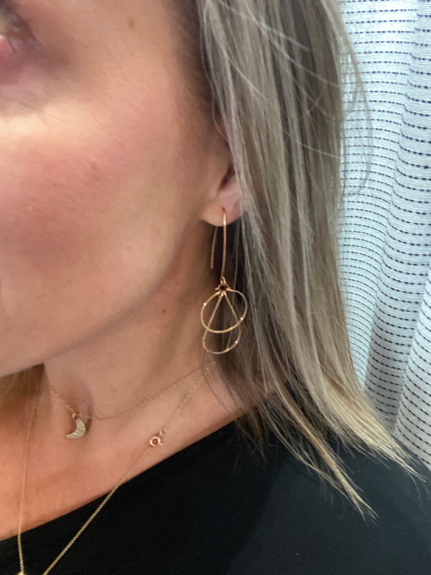 Art Deco Rose Gold Hoops | Teardrop Earrings | Geometric Earrings | Statement Earrings | Hammered Hoops | 14 K Rose Gold Fill