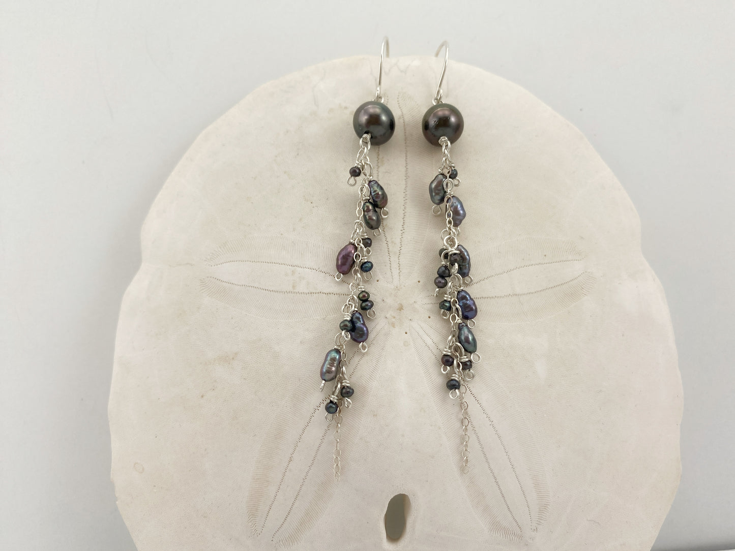 Tahitian & Freshwater Pearl Cluster Earrings