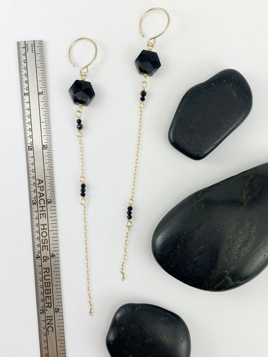 Asymmetrical Gold Onyx Drop Earrings | Gemstone Earrings | Modern Earrings | Mismatched Earrings | Edgy Style | Gold Boho Earrings | Birthstone Earrings | Birthstone Jewelry