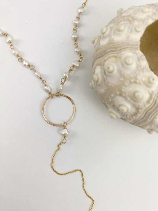 Gold Freshwater Pearl Y-Necklace