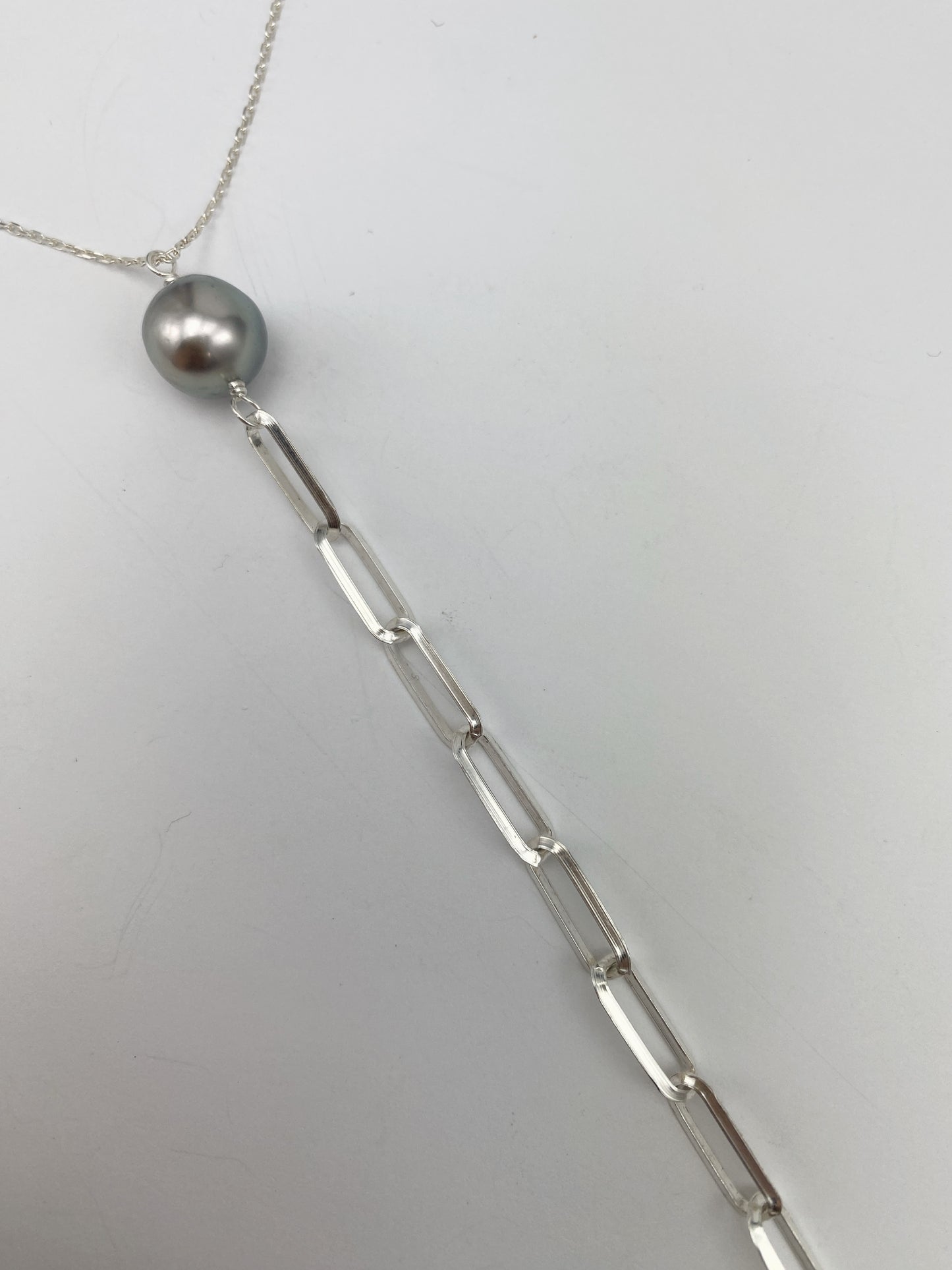 Silver Tahitian Pearl Y-Necklace