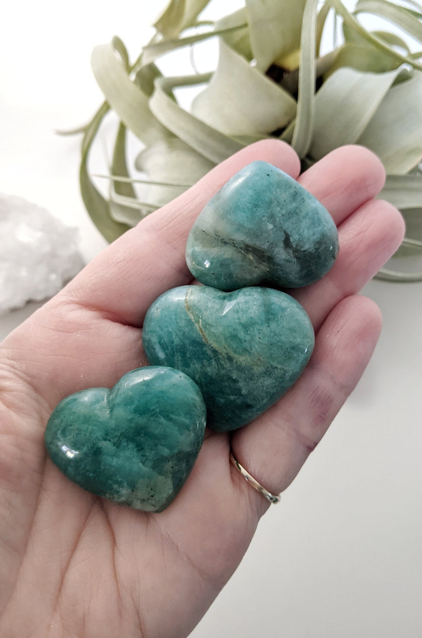 Amazonite Stone Heart| Healing Crystals | Chakra Stones | Worry Stone | Palm Stone | Heart Stone | Crystal Gifts