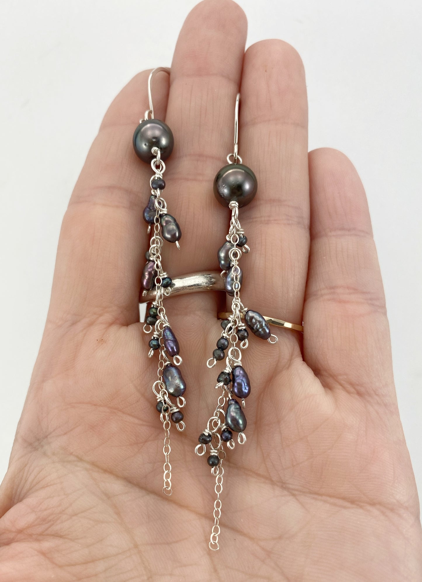 Tahitian & Freshwater Pearl Cluster Earrings