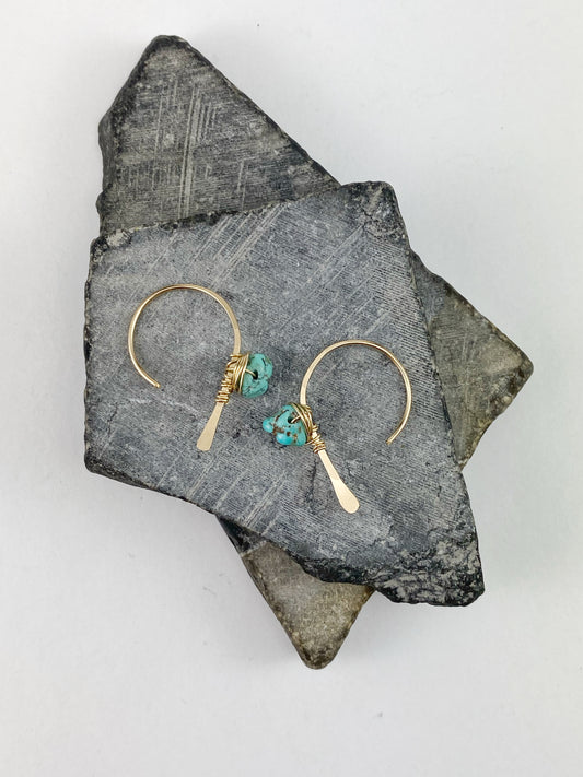 Rachel_Dawn_Designs_Gold_arch_earrings_Wrapped_Turquoise_Threaders
