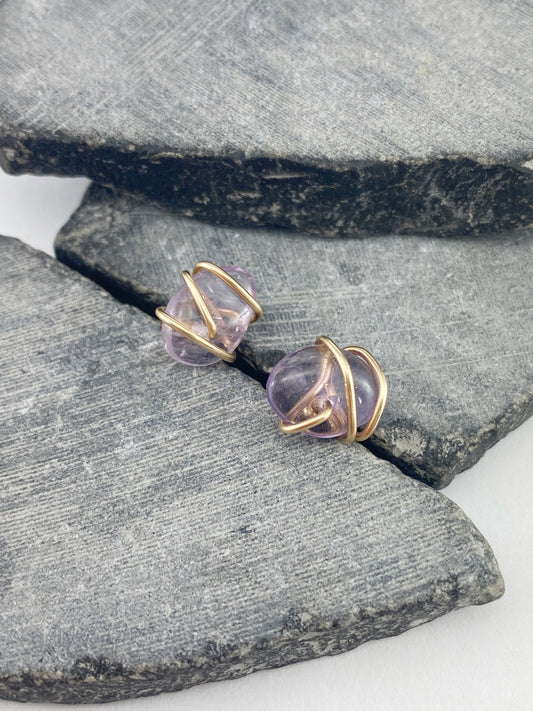 Rachel-dawn-designs-gold-wrapped-amethyst-stud-earrings