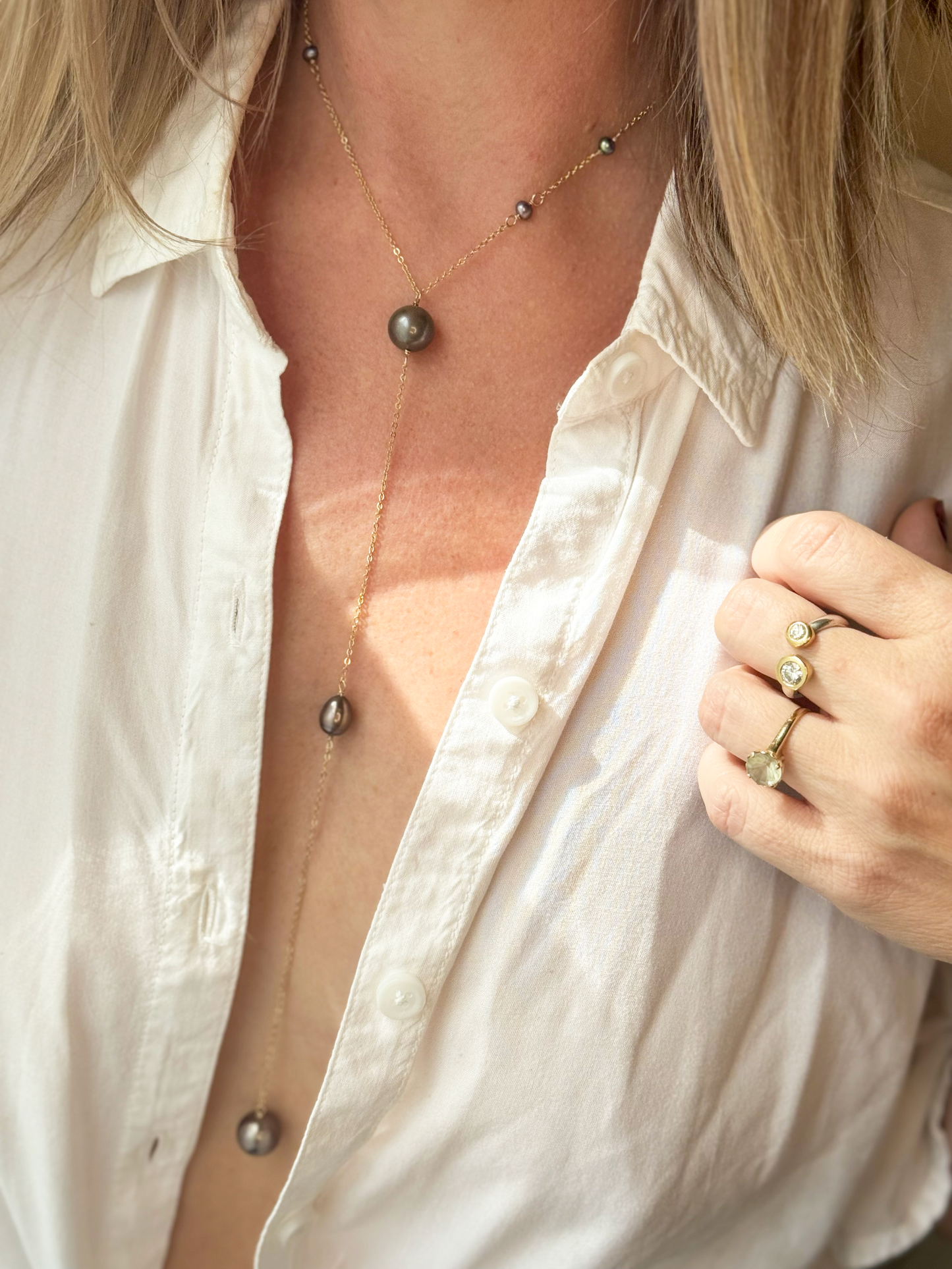 Golden Sunset Tahitian Pearl Y-Necklace