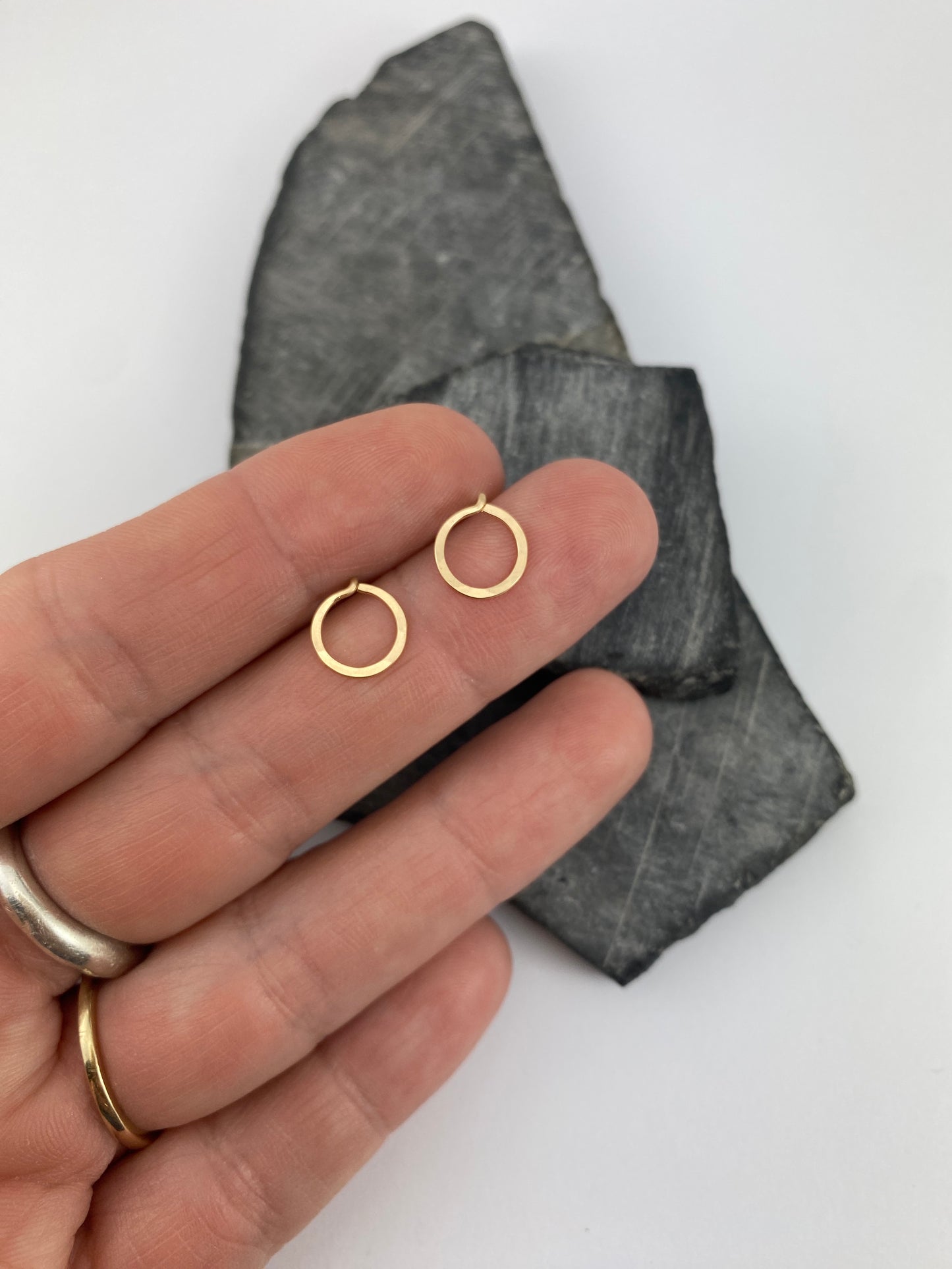 Hammered Silver Circle Stud Earrings | Sterling Silver Posts | Tiny Earrings