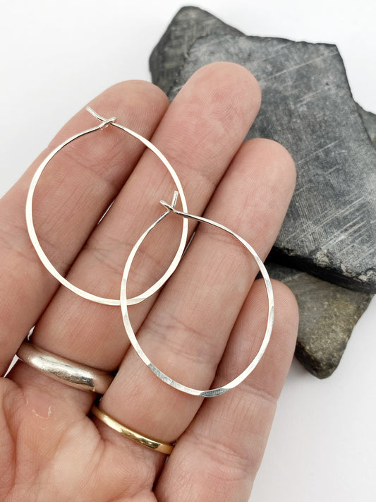Silver Oval Hoops