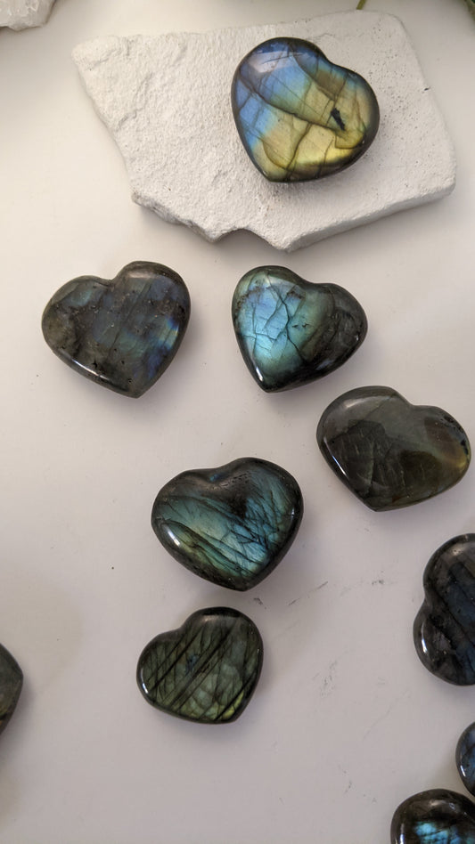Labradorite Heart Stone| Healing Crystals | Chakra Stones | Worry Stone | Palm Stone | Heart Stone | Crystal Gifts