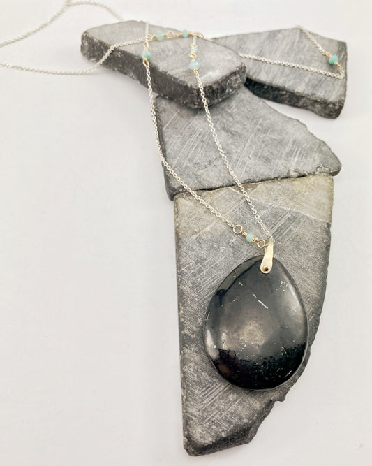 rachel_dawn_designs_sterling_silver_shungite_necklace_amazonite_accents