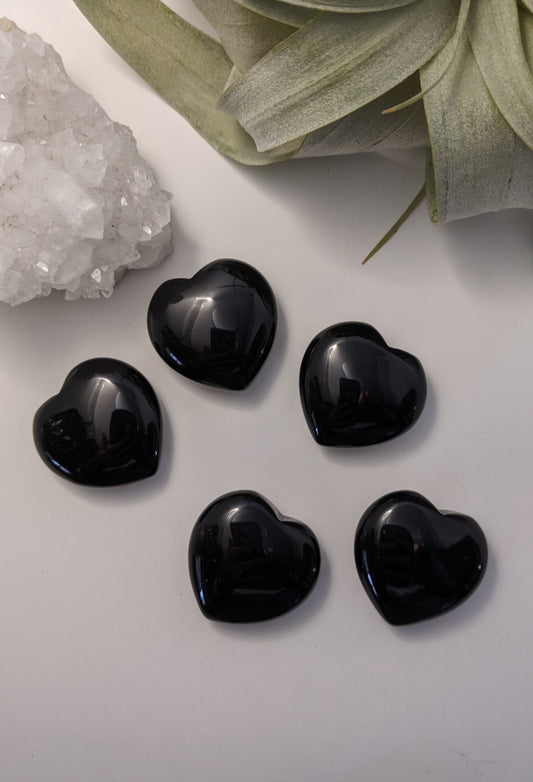 Onyx Stone Heart| Healing Crystals | Chakra Stones | Worry Stone | Palm Stone | Heart Stone | Crystal Gifts