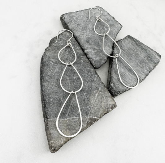 Silver Triple Teardrop Earrings | Waterfall Earrings | Silver Boho Earrings | Sterling Silver