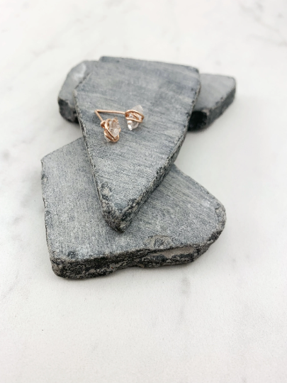 Rachel_dawn_designs_earrings_Studs_Herkimer_Diamond_earrings_rose_gold_wrapped