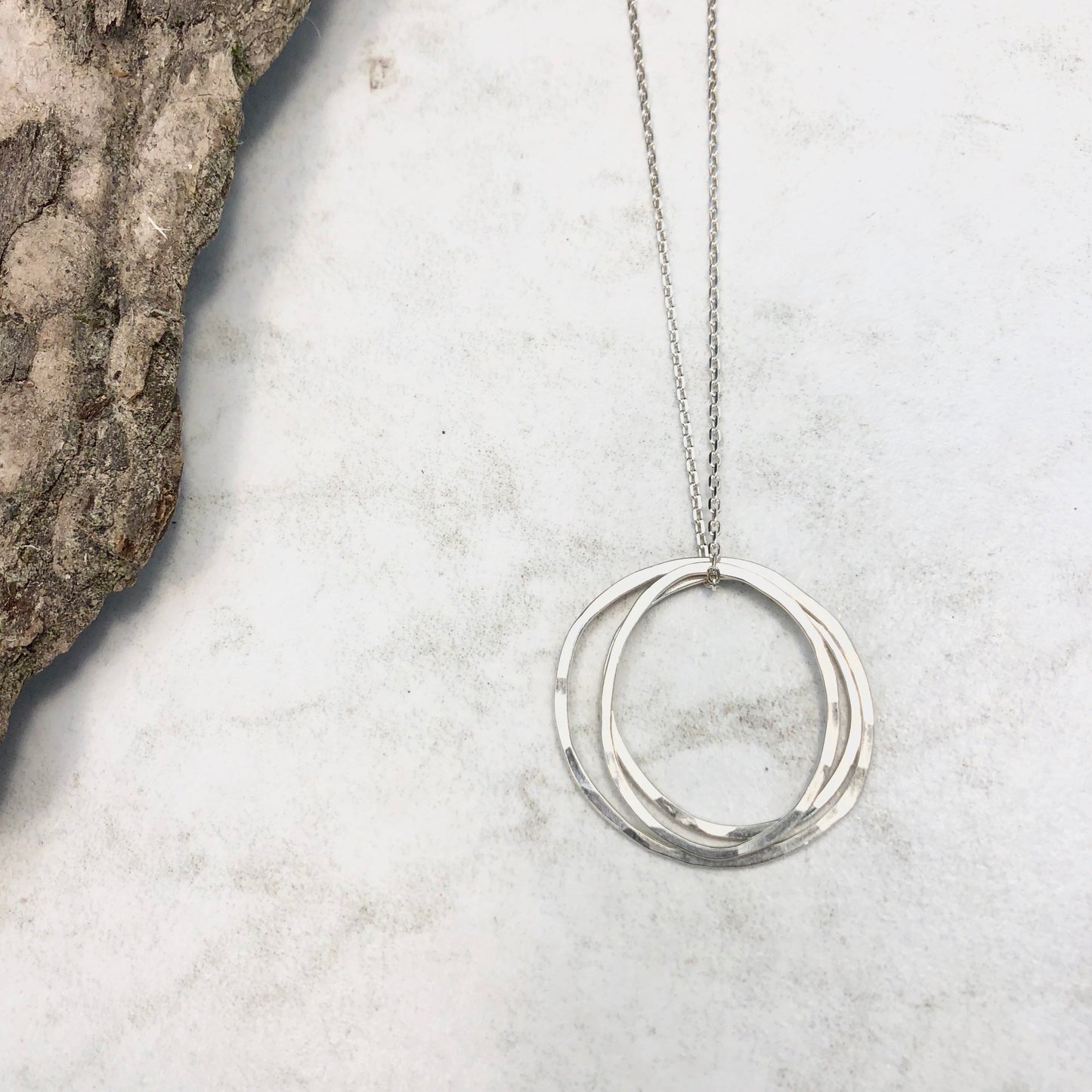 Silver Three Moon Necklace | Karma Necklace | Circle Pendant | Hammered Circle Necklace | Family Necklace | Generations Necklace | Mother Necklace | New Mom | 30th Birthday Present