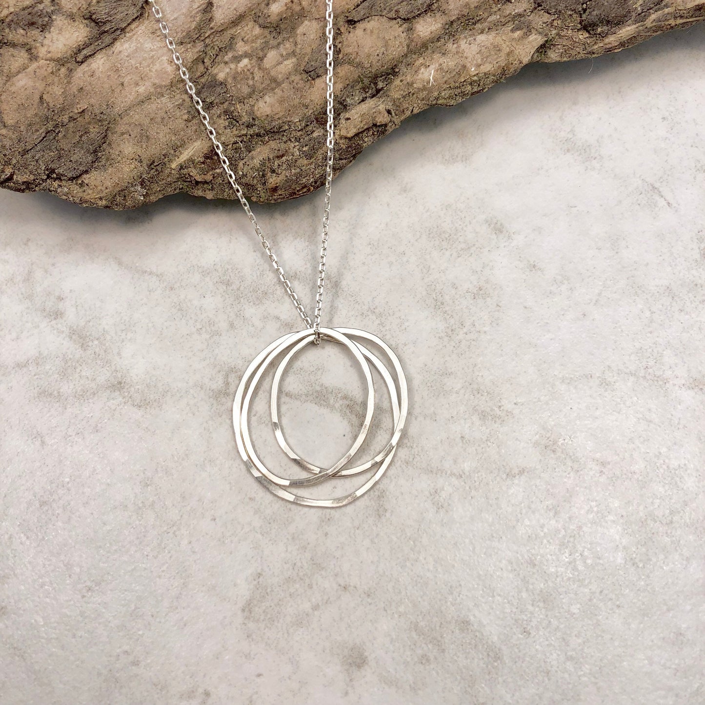 Silver Three Moon Necklace | Karma Necklace | Circle Pendant | Hammered Circle Necklace | Family Necklace | Generations Necklace | Mother Necklace | New Mom | 30th Birthday Present