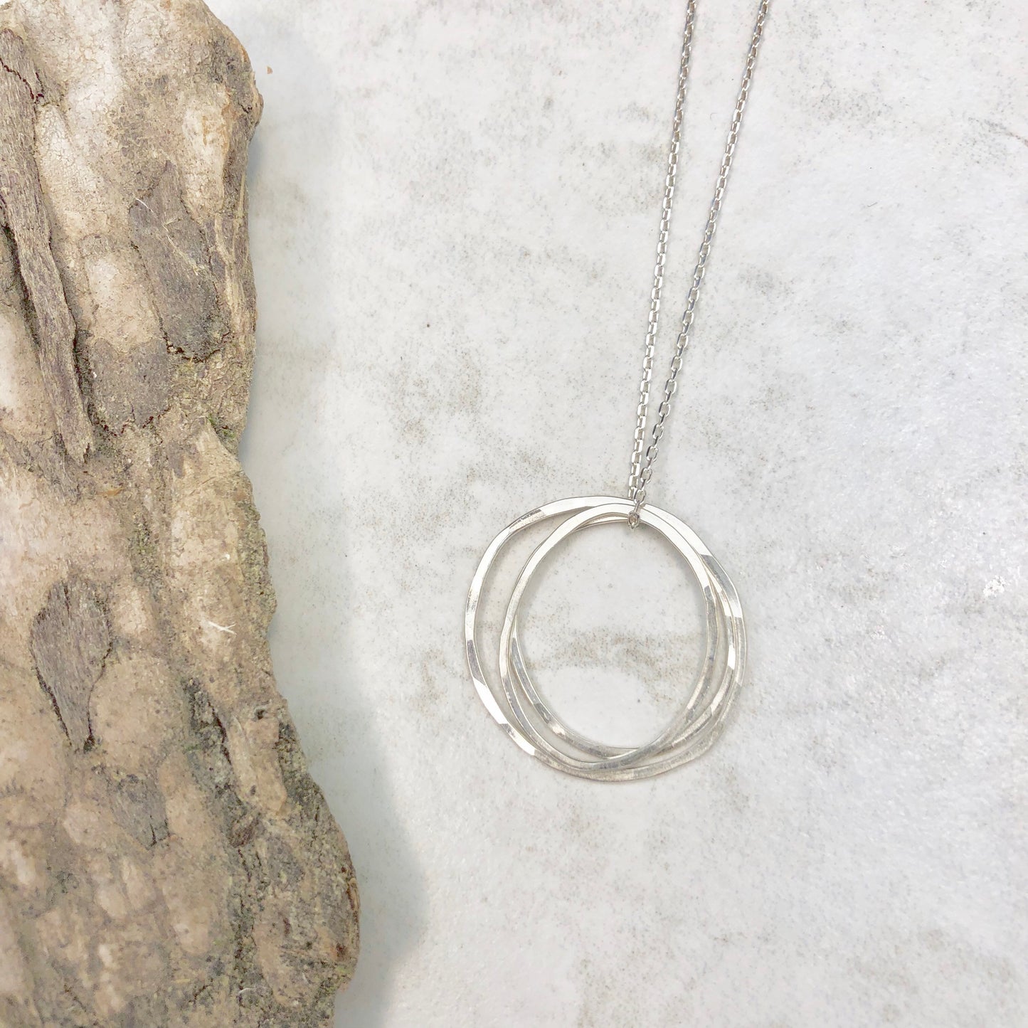 Silver Three Moon Necklace | Karma Necklace | Circle Pendant | Hammered Circle Necklace | Family Necklace | Generations Necklace | Mother Necklace | New Mom | 30th Birthday Present