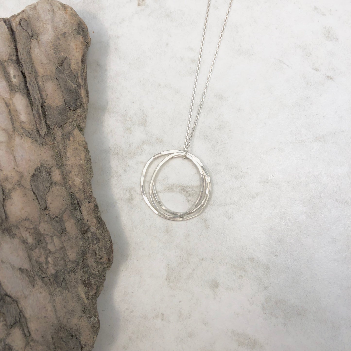 Silver Three Moon Necklace | Karma Necklace | Circle Pendant | Hammered Circle Necklace | Family Necklace | Generations Necklace | Mother Necklace | New Mom | 30th Birthday Present