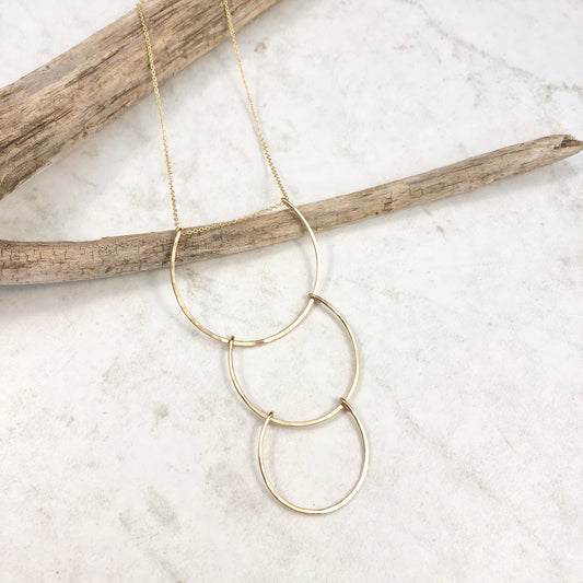 Gold Supernova Necklace  | Arch Necklace | Cascading Pendant | Statement Necklace | Hammered Pendant | Layering Pendant | Gold Boho Necklace | 14 K Gold Filled