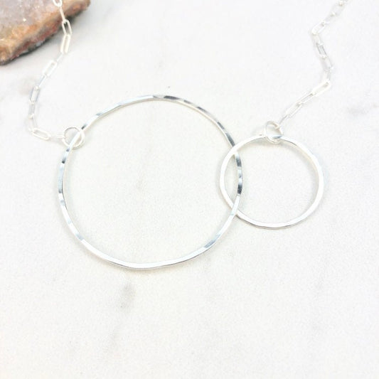 Silver Infinity Necklace | Silver Link Necklace | Interlocking Necklace | Silver Boho Necklace | Floating Circle Necklace | Hoop Pendant | Sterling Silver