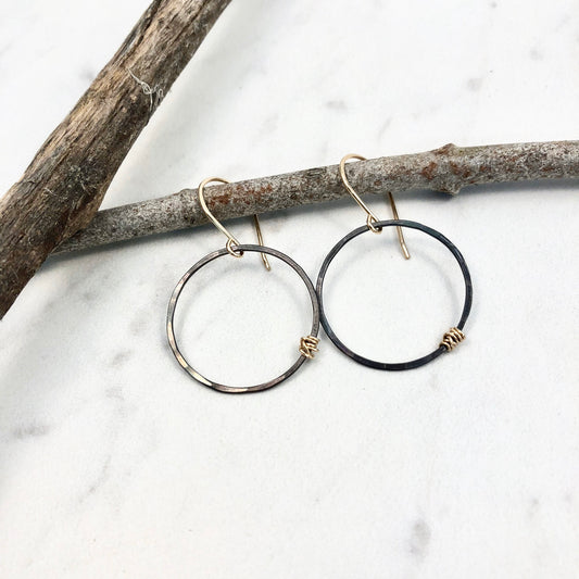 Oxidized Hoops Earrings with Gold | Boho Hoops | Edgy Earrings | Modern Earrings | Lightweight Earrings | Dainty Earrings