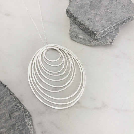 Silver Ten Circle Necklace | Karma Necklace | Circle Pendant | Hammered Circle Necklace | Family Necklace | Generations Necklace | Mother Necklace | Anniversary Necklace