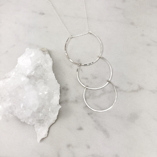 Silver Supernova Necklace | Arch Necklace | Cascading Pendant | Statement Necklace | Hammered Pendant | Layering Pendant | Silver Boho Necklace | Sterling Silver