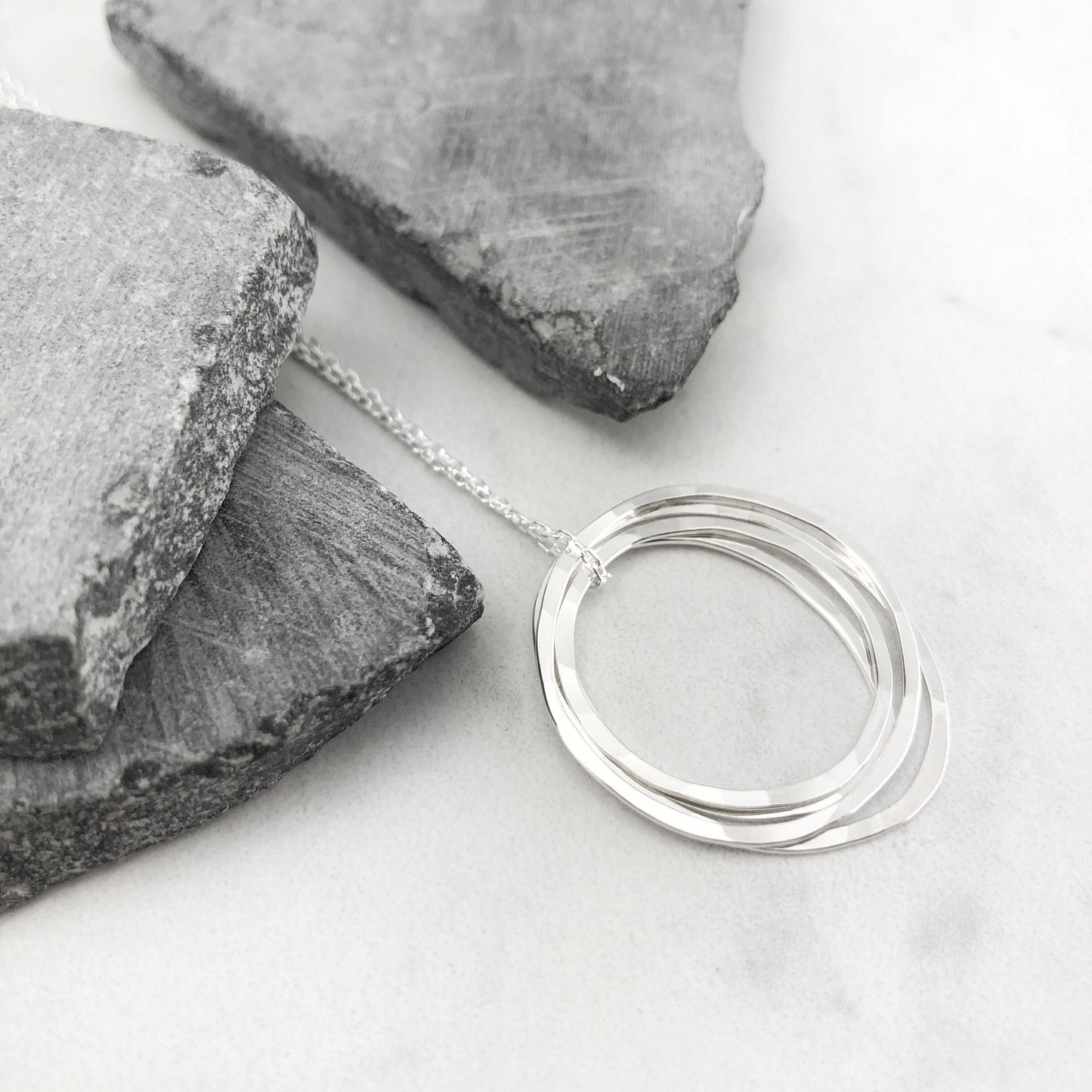 Sterling Silver Four Circle Necklace | Hammered Circle Necklace | Karma Necklace | Dainty Necklace | Family Necklace | 40th Birthday Present