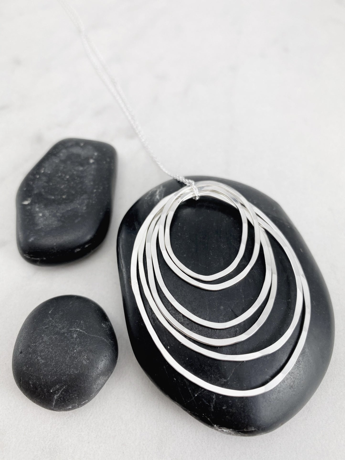 Sterling Silver Six Circle Necklace, hammered circle necklace, karma necklace, delicate necklace, eternity necklace, family necklace