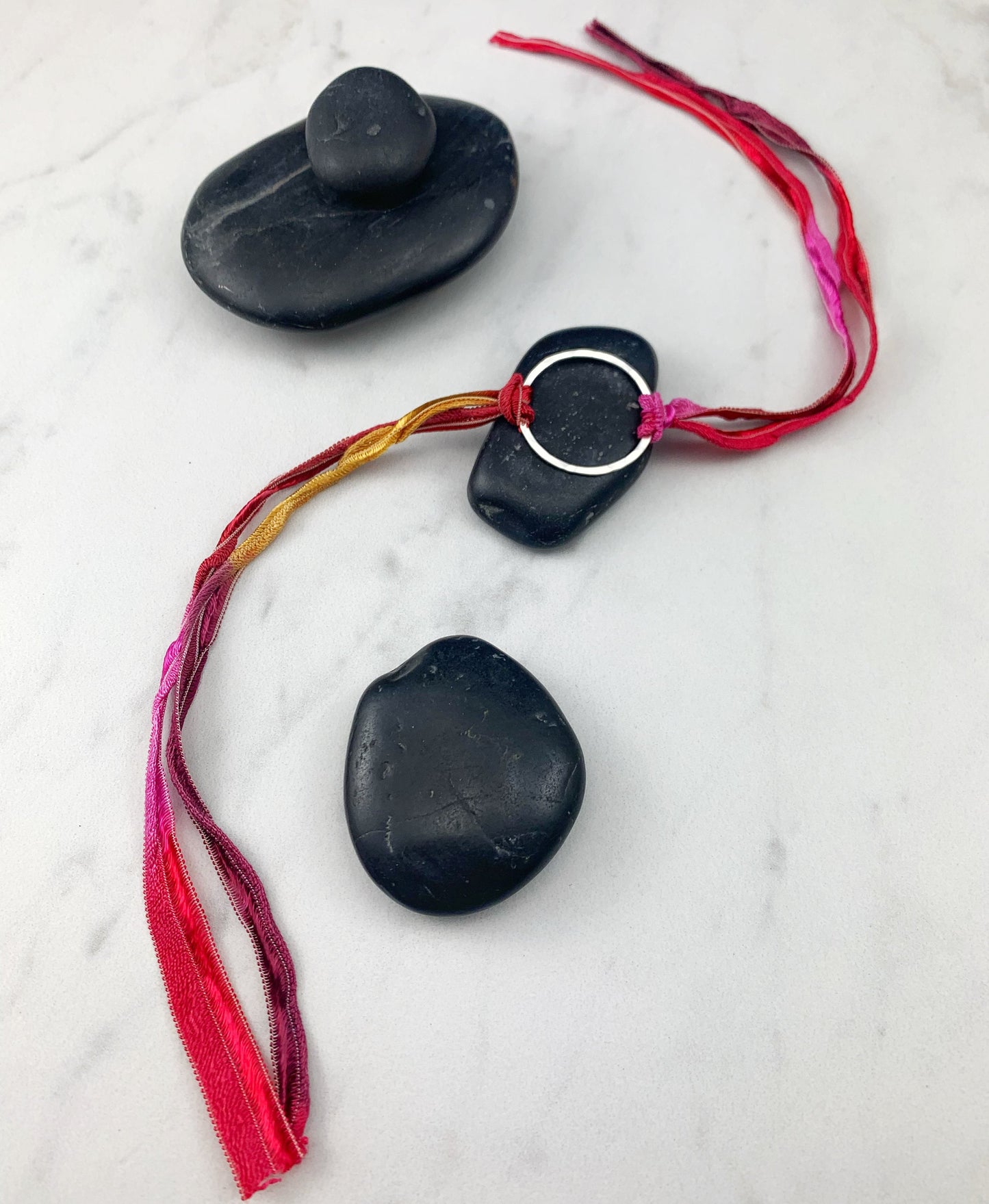 Sterling Silver Karma Bracelet, red silk, friendship bracelet, eternity ring, silver circle bracelet, dainty bracelet, hoop bracelet