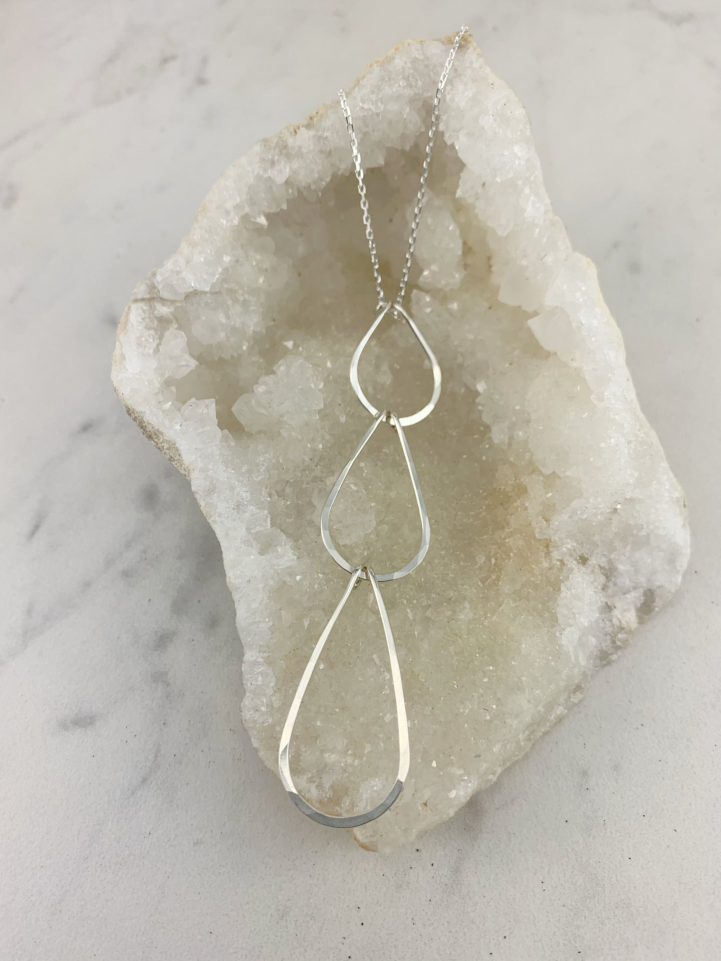 3-Tier Sterling Silver Waterfall Necklace, geometric jewelry, teardrop necklace, dainty necklace, boho jewelry