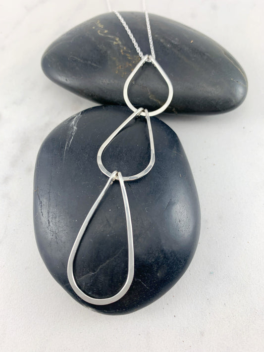 3-Tier Sterling Silver Waterfall Necklace, geometric jewelry, teardrop necklace, dainty necklace, boho jewelry