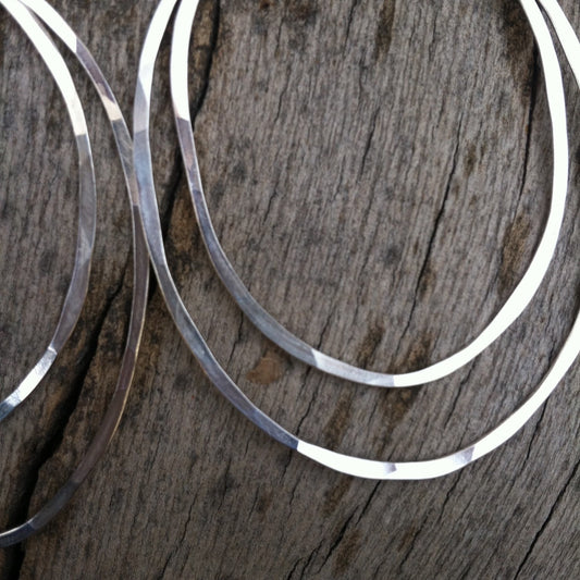 Large Sterling Silver Double Hoop Earrings, oval hoop earrings, silver hoops, | Silver Hoop Earrings | Boho Hoops | Hammered Hoops | Handmade Silver Earrings | Open Hoops | Lightweight Earrings