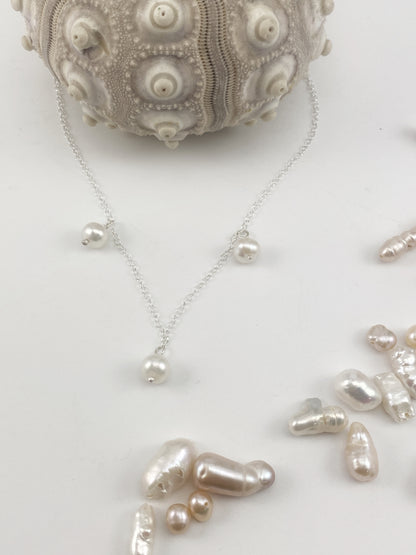 Silver Scalloped Pearl Necklace