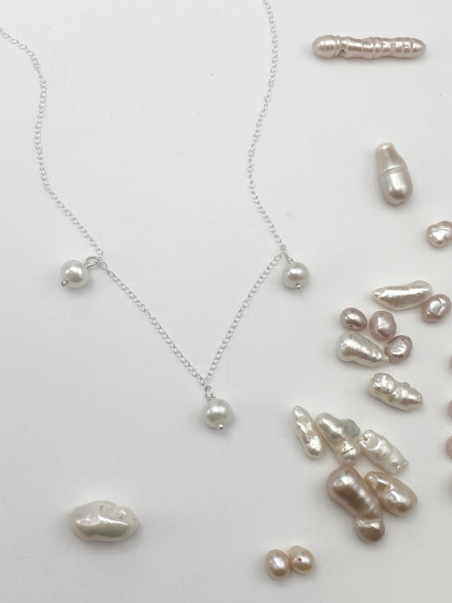 Silver Scalloped Pearl Necklace