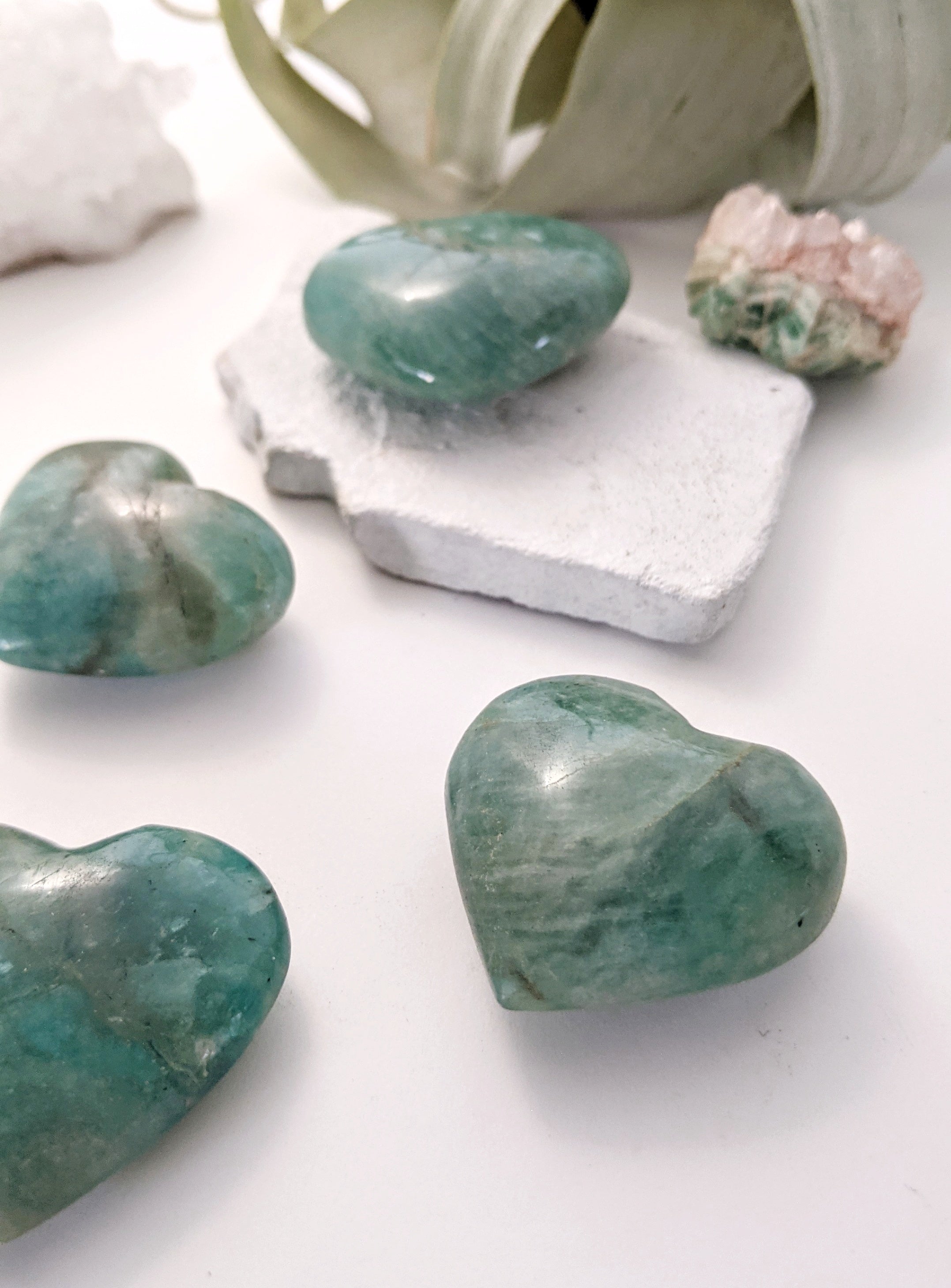 Amazonite Stone Heart| Healing Crystals | Chakra Stones | Worry Stone | Palm Stone | Heart Stone | Crystal Gifts