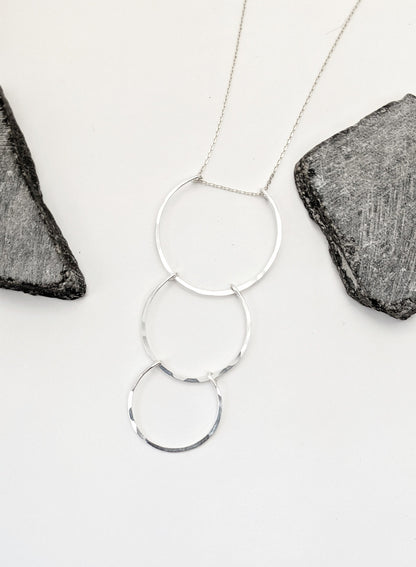 Silver Supernova Necklace | Arch Necklace | Cascading Pendant | Statement Necklace | Hammered Pendant | Layering Pendant | Silver Boho Necklace | Sterling Silver