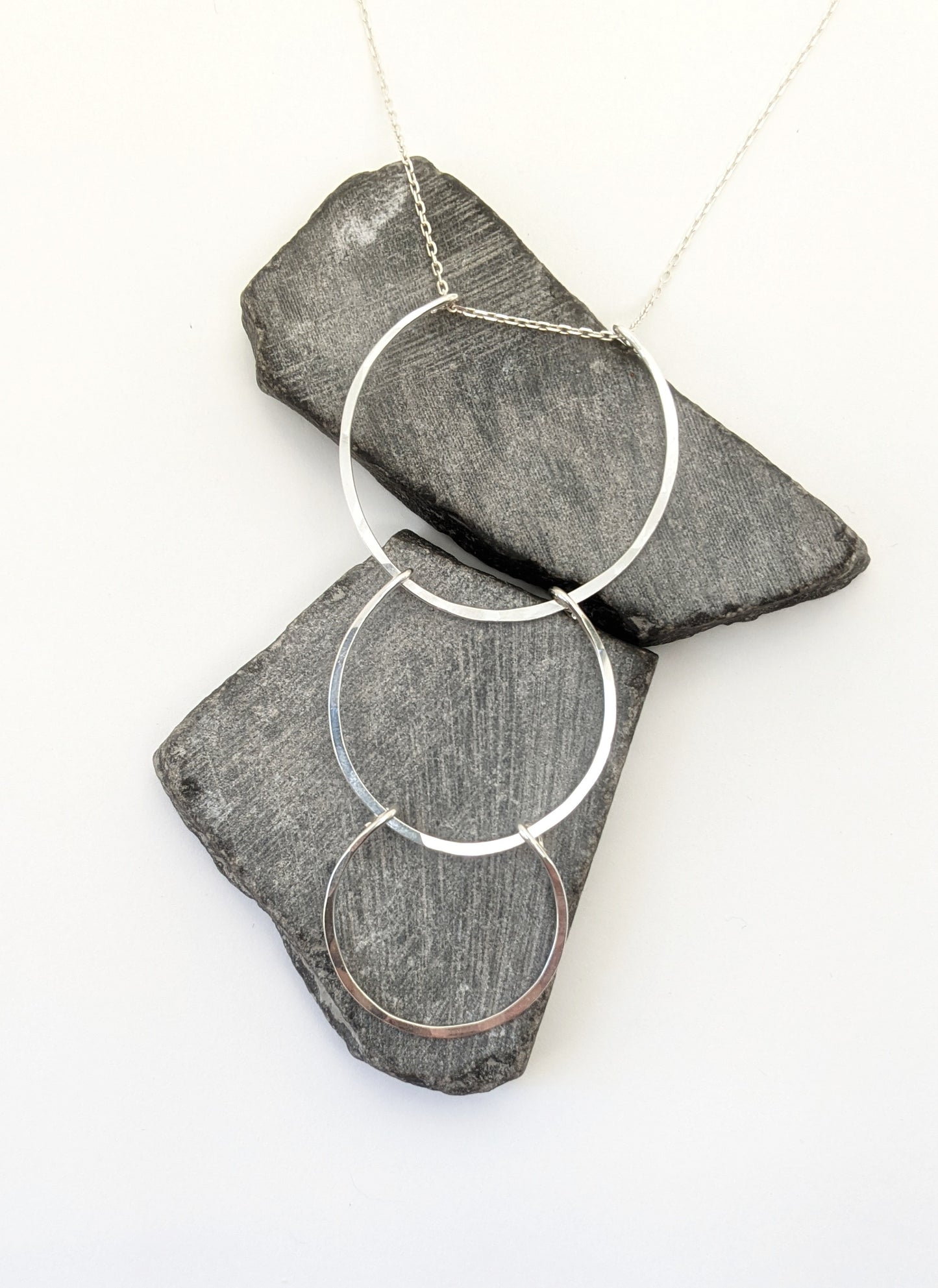 Silver Supernova Necklace | Arch Necklace | Cascading Pendant | Statement Necklace | Hammered Pendant | Layering Pendant | Silver Boho Necklace | Sterling Silver