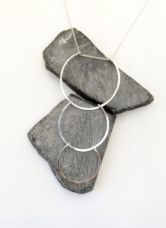 Silver Supernova Necklace | Arch Necklace | Cascading Pendant | Statement Necklace | Hammered Pendant | Layering Pendant | Silver Boho Necklace | Sterling Silver