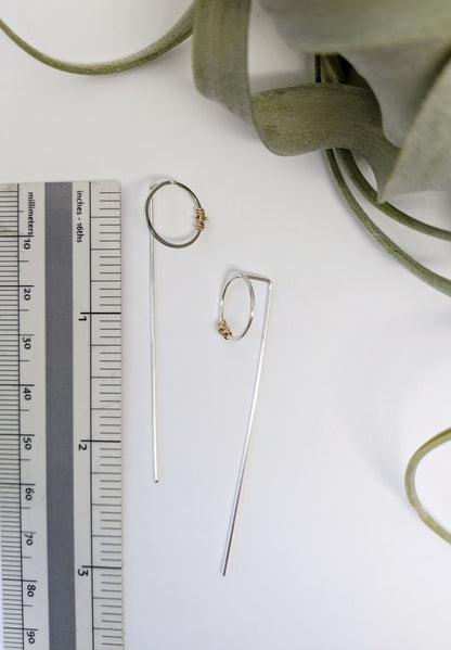 Sterling Silver and Gold Wrapped Hoop Post Earrings