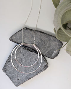 Crescent Moon Silver Hoop Necklace