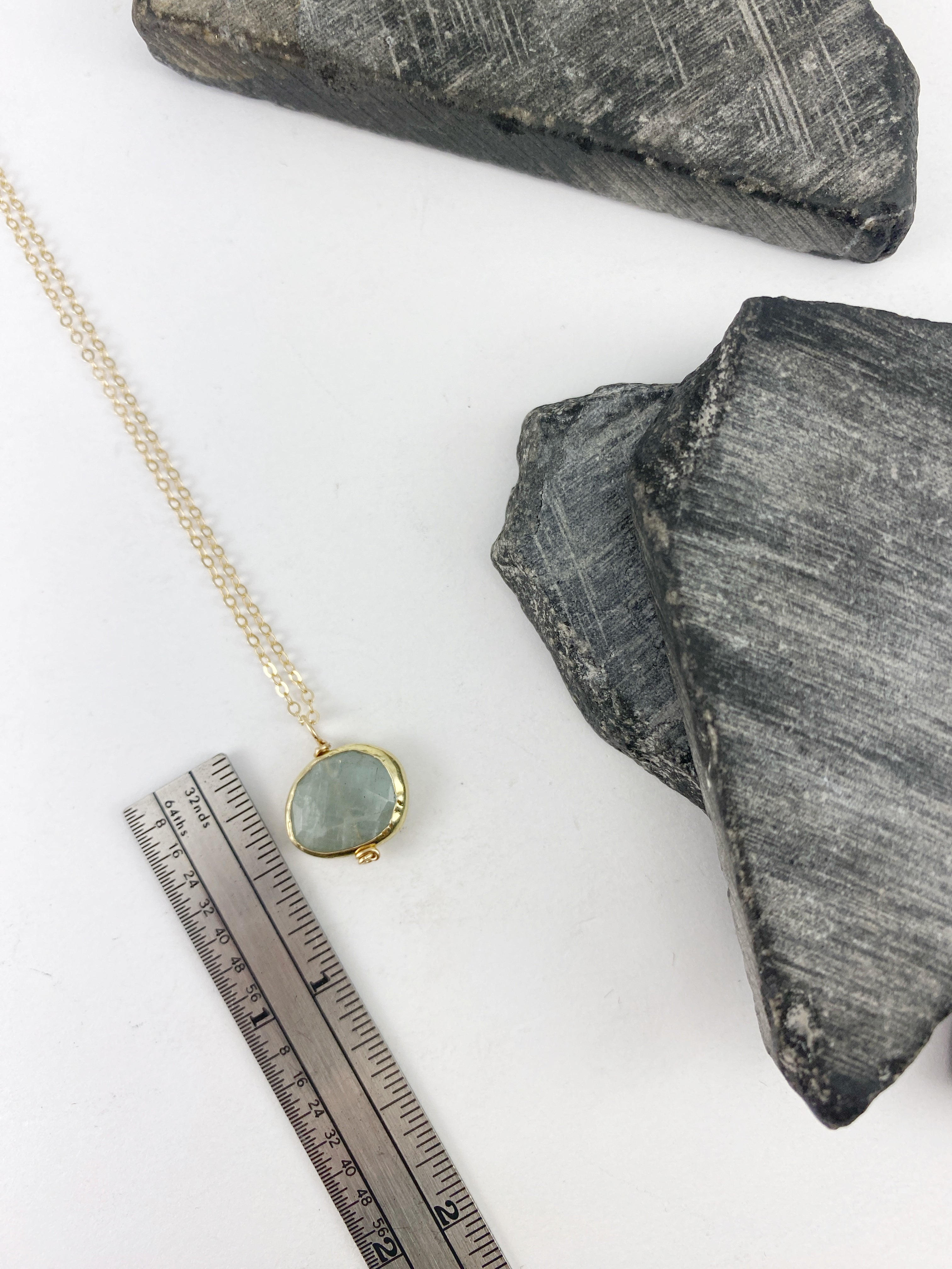 Faceted Aquamarine Necklace | Gold Necklace | Aquamarine Bezel Necklace | Birthstone Jewelry | March Birthday | Aquamarine Jewelry