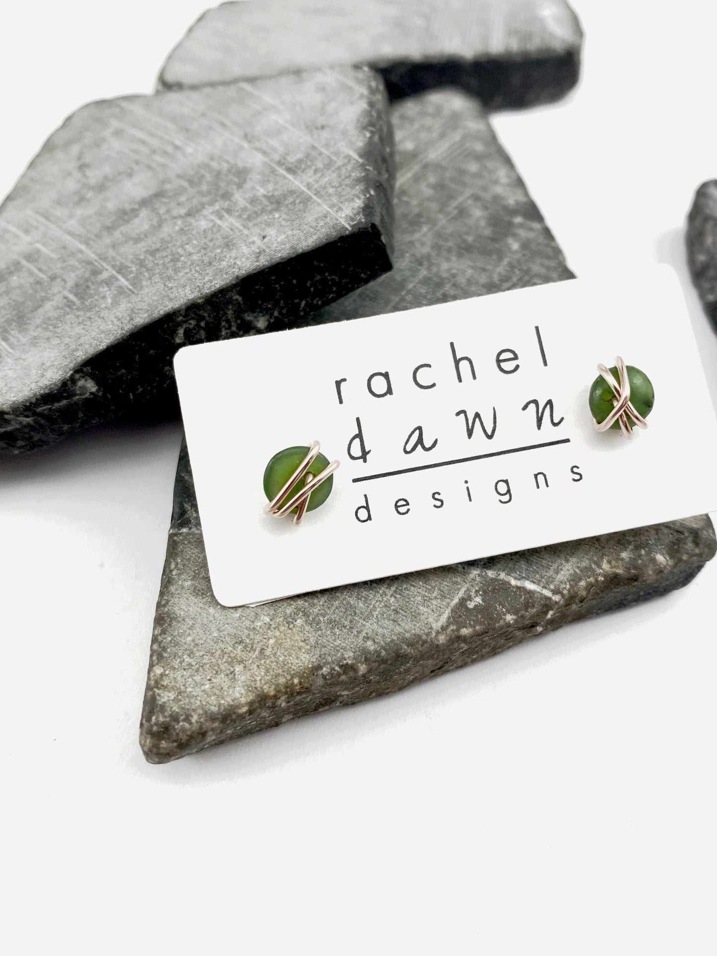 Sterling Silver Wrapped Jade Stud Earrings, Gemstone studs, natural jade, March birthstone, stone earrings,