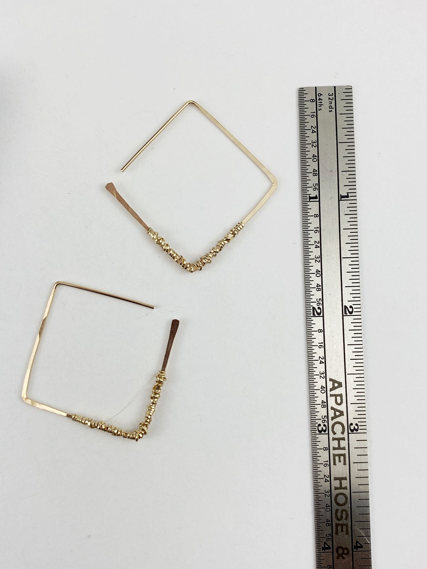rachel_dawn_designs_gold_hammered_wire_wrapped_geometric_diamond_earrings