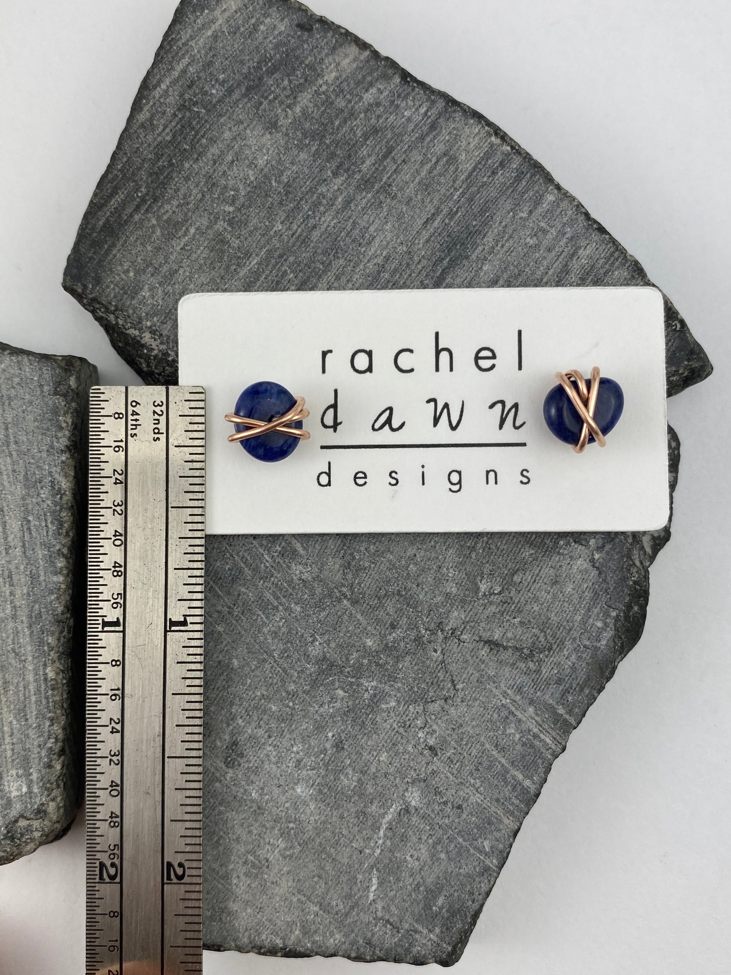 Rose Gold Lapis Stud Earrings | Rose Gold Lapis Stud Earrings | Rose Gold Studs | Gemstone Posts Earrings | Minimalist Posts | Blue Stone | Small Dainty Studs | Geometric Earring