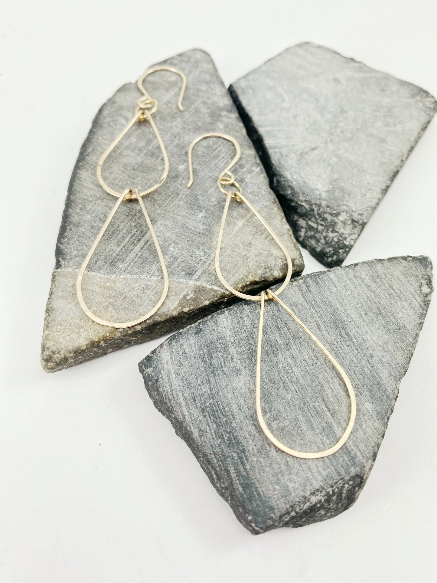 Gold Double Teardrop Earrings | Waterfall Earrings | Gold Boho Earrings | 14 K Gold Fill