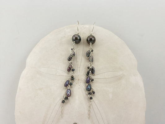 Tahitian & Freshwater Pearl Cluster Earrings