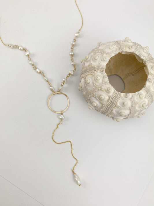 Gold Freshwater Pearl Y-Necklace