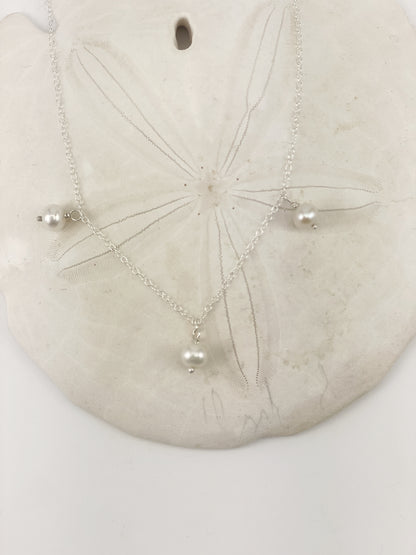 Silver Scalloped Pearl Necklace